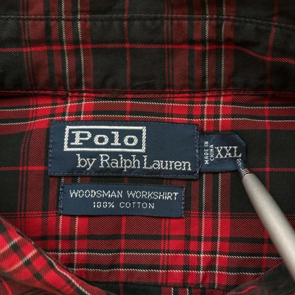 Polo Ralph Lauren Woodsman Workshirt Mens XXL Red Black Plaid Cotton Shirt